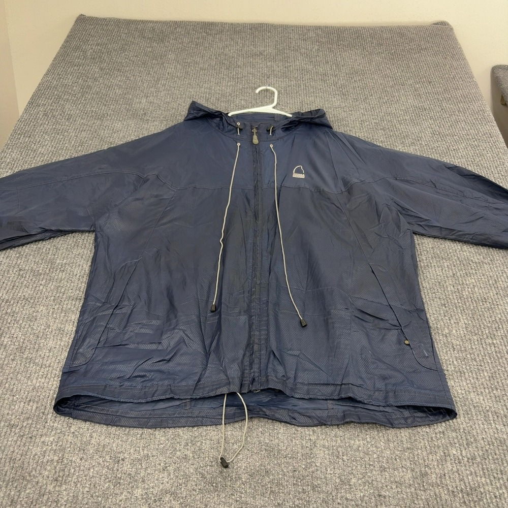 Sierra Designs Windbreaker Jacket Men XL Navy Blue Polyester Hooded Gorpcore